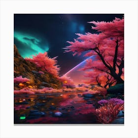 Pink Trees In The Forest Canvas Print