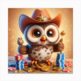 Owl In Cowboy Hat Canvas Print