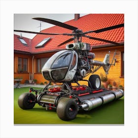 Helicopter On A Lawn Canvas Print