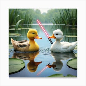 Ducks With Lightsabers Canvas Print