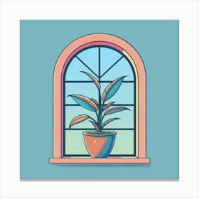 Window With Potted Plant Canvas Print