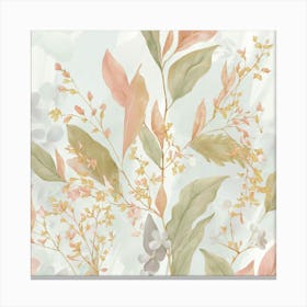 A Delicate Pastel Illustration Of Leaves And Del Canvas Print