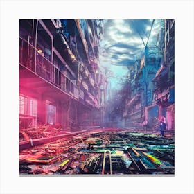 Cyberpunk ruins Canvas Print