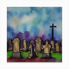 Graveyard at Night Canvas Print