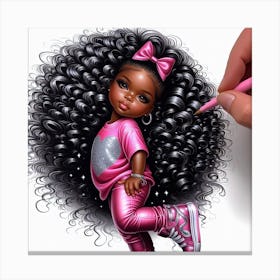 Little Black Girl With Big Hair Canvas Print