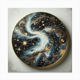 Swirling Galaxies And Constellations With Gold Leaf Accents (2) Canvas Print