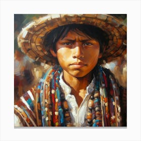 Boy In Straw Hat Canvas Print