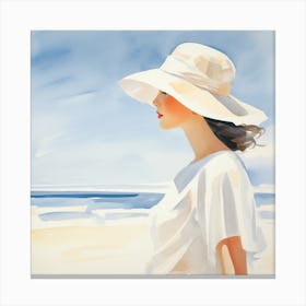 Woman In White Hat Canvas Print