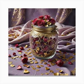 Roses In A Jar Canvas Print