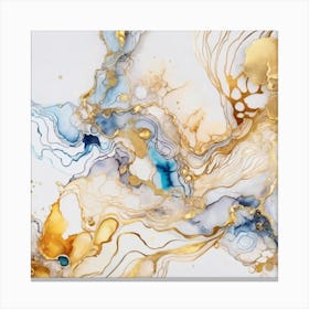 Gold And Blue Abstract Painting 1 Canvas Print