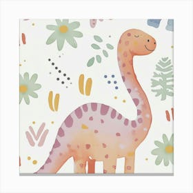 Cute Muted Pastels Pattern Dinosaur 2 Canvas Print