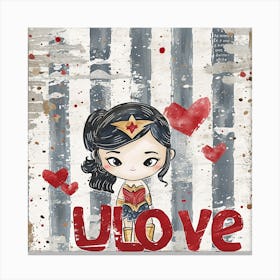 Valantines Day Baby Wonder Woman Canvas Print