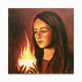 Girl With A Fire Ball Canvas Print