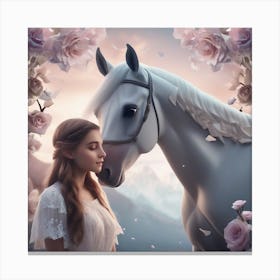 Girl And A Horse 6 Canvas Print