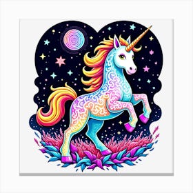 Valentine's Day Lovely Cat Riding a Unicorn 122 Canvas Print