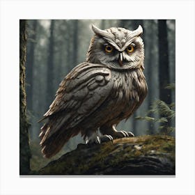 Owl In The Woods 48 Canvas Print