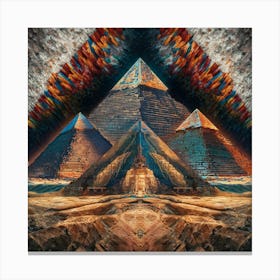 Vibrant Egyptian Pyramid Mosaic Painting Canvas Print