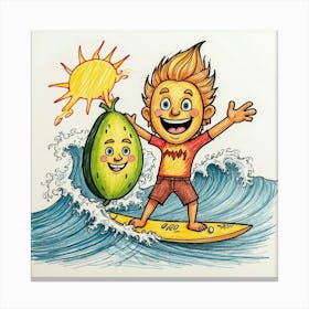 Surfboard And Melon Canvas Print