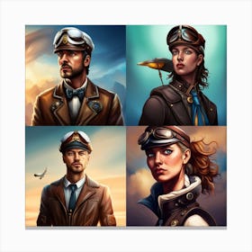 Portrait Of Aviators Canvas Print