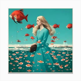 Girl In The Water Canvas Print