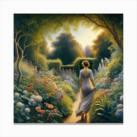 Woman In A Garden 6 Canvas Print