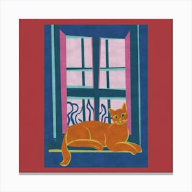 Matisse Inspired Open Window Cat Art Print 8 Canvas Print