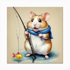 Hamster Fishing 17 Canvas Print