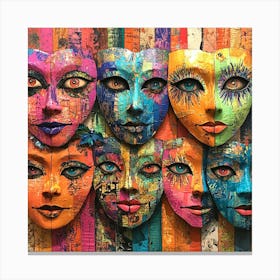 Masks Colorful Faces Canvas Print