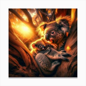 Baby And Mother Koalas Canvas Print