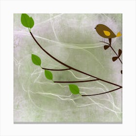 Bird Perched On Branch Canvas Print