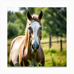 Horse Ranch Pony Animal Farm Nature Pet Farm Animal Summer Grass Head Mammal Green Mare (6) Canvas Print