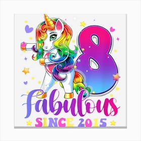 Kids 8 Year Old Gifts Girlsns Flossing Unicorn 8th Birthday Canvas Print