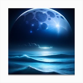 Full Moon Over The Ocean 2 Canvas Print