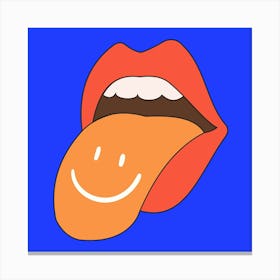 Bright Smiley Mouth Electric Blue Canvas Print
