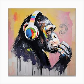 Chimpanzee Listening To Music Canvas Print