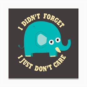An Elephant Never Cares Canvas Print