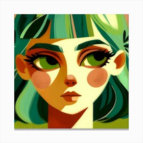 Girl With Green Hair Canvas Print