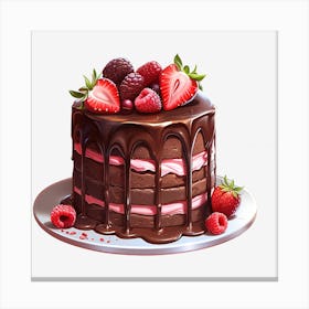 Chocolate Cake With Berries 4 Canvas Print