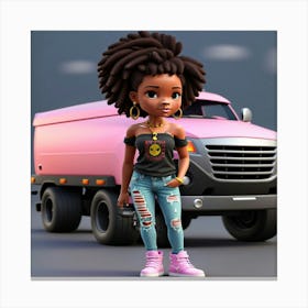 Default 3d Beautiful Chibi Black African Queen With Modern Clo 2 Canvas Print