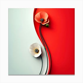 Poppies On A Red Background Canvas Print