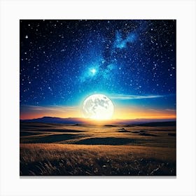 Firefly Celestial Moonlit Horizon Beneath A Starry Sky 41996 (2) Canvas Print