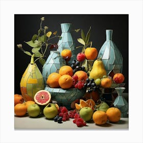 Fruit And Vases paintings art print Canvas Print