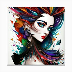 Aquarela Oil Paint Girl (4) Canvas Print