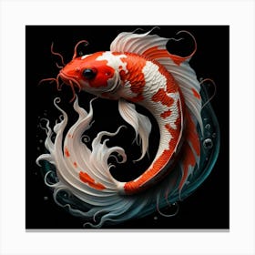 Red White Black Koi Fish Canvas Print