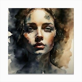 Watercolor Portrait Of A Woman 21 Canvas Print