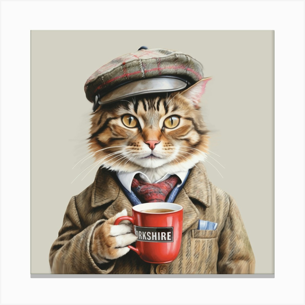 Tea Cat Art Canvas Print by Designed By Lorna