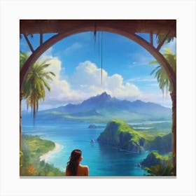 Girl Looking Out Over The Ocean Canvas Print