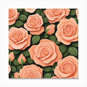 Seamless Pattern Of Roses Canvas Print