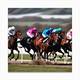 Jockeys Racing Horses 10 Canvas Print