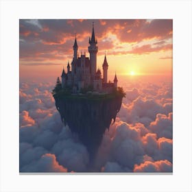 An Enchanted Castle Floating Among The Clouds In A Sunset Sky 1 Canvas Print